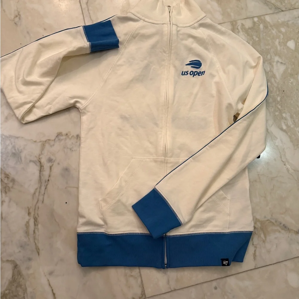 US Open Tennis track jacket NWT (cream/light blue) - Picture 3 of 4